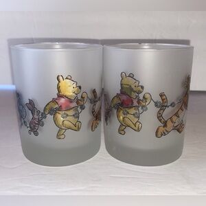 NEW - 2pc Disney Winnie the Pooh & Friends Daisy Chain Frosted Glass Cups